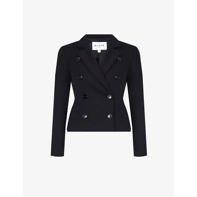 Alaïa Alaia Womens Noir Alaia Double-breasted Slim-fit Stretch-twill Jacket