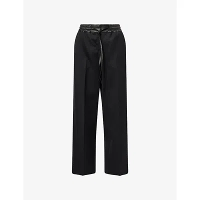Alaïa Womens Noir Alaia Drawstring-waistband Tailored Wool Trousers In Black