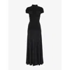 Alaïa Womens Alaia Gathered Sleeveless Stretch-woven Maxi Dress In Noir Alaia
