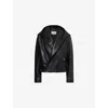 Alaïa Womens Noir Alaia Hooded Zip-pockets Relaxed-fit Leather Jacket In Noir Alaia