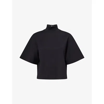 Alaïa Womens Noir Alaia Ribbed High-neck Cotton-jersey Top