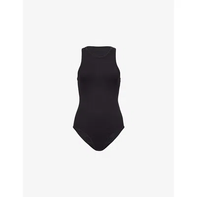 Alaïa Womens Noir Alaia Ribbed Sleeveless Stretch-woven Bodysuit In Black