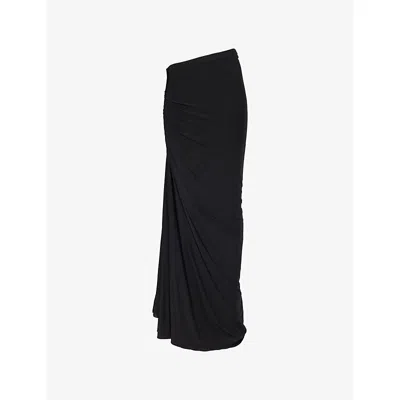 Alaïa Womens Alaia Ruched High-waist Stretch-woven Maxi Skirt In Black