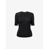 Alaïa Womens Alaia Ruched Round-neck Stretch-woven Top In Black