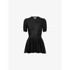 Alaïa Womens Noir Alaia Short-sleeve Peplum Wool Top In Black