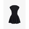 Alaïa Womens Skater Pleated Knitted Mini Dress Noir Alaia In Noir Alaia