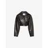 Alaïa Womens Alaia Spiral Cropped Leather Jacket In Noir Alaia