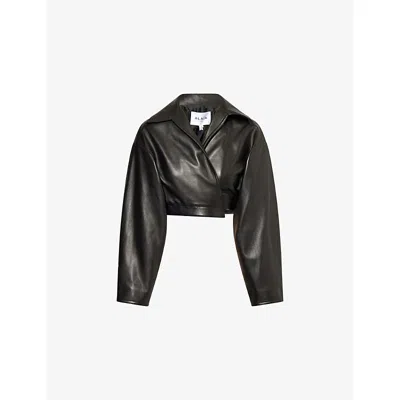 Alaïa Womens Alaia Spiral Cropped Leather Jacket In Black