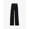 Alaïa Womens Noir Alaia Spiral Two-patch-pockets Wide-leg High-rise Denim-blend Trousers In Black