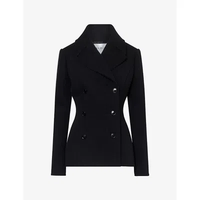 Alaïa Womens Noir Double-breasted Wool Jacket In Purple