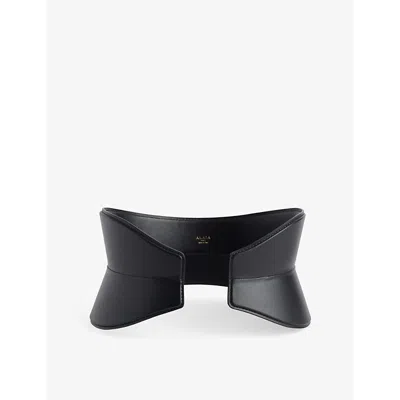 ALAÏA WOMENS NOIR FLEX BUSTIER LEATHER BELT