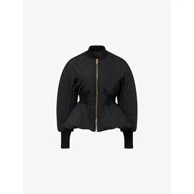 Alaïa Womens Noir Peplum-hem Woven Bomber Jacket In Black