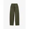Alaïa Womens Olive Peplum Wide-leg Cotton-poplin Trousers In Green