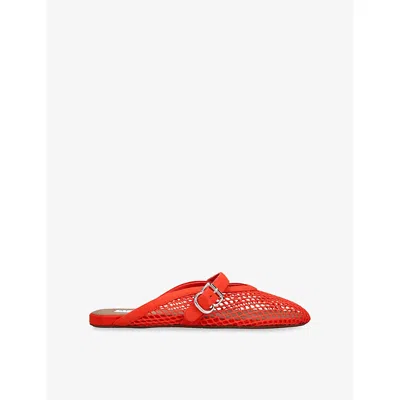 Alaïa Womens Orange Fishnet Mesh Leather Mules Eur 37 / 4 Uk