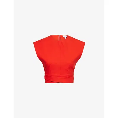 Alaïa Womens Alaia Sleeveless Belted Cotton Top In Red