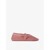Alaïa Womens Azzedine Alaia Buckled-strap Crochet Ballet Flats In Pale Pink