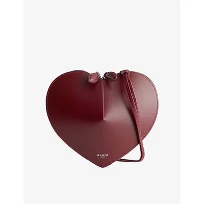 Alaïa Womens Rouge Grenat Le Coeur Leather Shoulder Bag In Burgundy