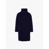 Alaïa Womens Marine Fonce Round High-neck Long-sleeve Wool-blend Coat In Marine Fonce