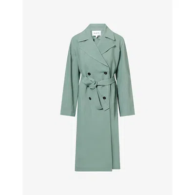 Alaïa Womens Tailored Longline Woven Trench Coat Sauge In Green