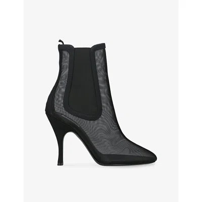 Alaïa Womens Semi-sheer Mesh Heeled Ankle Boots Black Eur 40 / 7 Uk