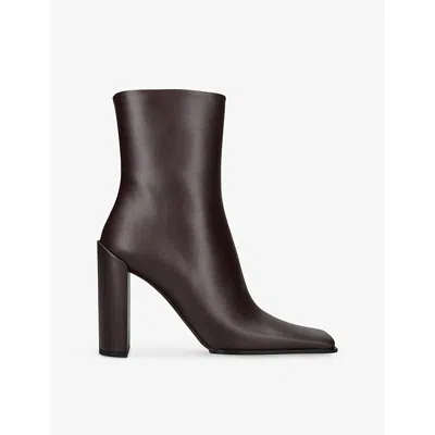 ALAÏA WOMENS DARK BROWN SQUARE-TOE LEATHER HEELED BOOTS EUR 36 / 3 UK