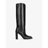 Alaïa Womens Black Square-toe Leather Heeled Knee-high Boots Eur 39 / 6 Uk In Black