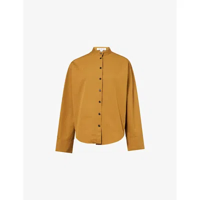 Alaïa Womens Alaia Button-through Layered Cotton Shirt In Brown