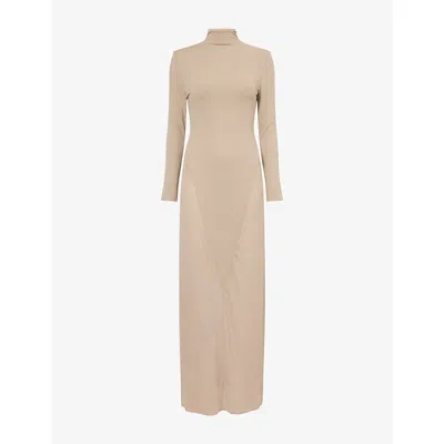 Alaïa Womens Taupe Semi-sheer Mesh Maxi Dress In Neutral