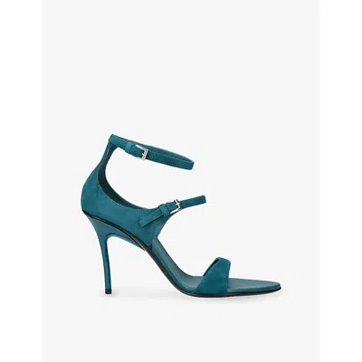 Alaïa Womens Teal Drop Strappy 90 Suede Sandals Eur 39 / 6 Uk In Multi