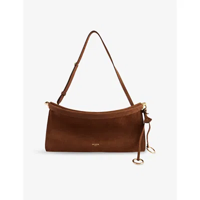 ALAÏA WOMENS TERRE D OMBRE EAST WEST MAGNETIC-FRAME LEATHER SHOULDER BAG