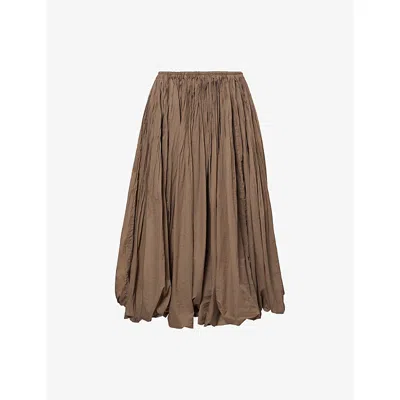 Alaïa Womens Tourterelle Bubble-hem Pleated Crepe-jersey Maxi Skirt In Gray