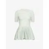 Alaïa Womens Vert Amande Peplum Fine-knit Wool Top In Green