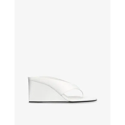 Alaïa Womens Tong 75 Satin Wedge-heeled Mules Whit In White
