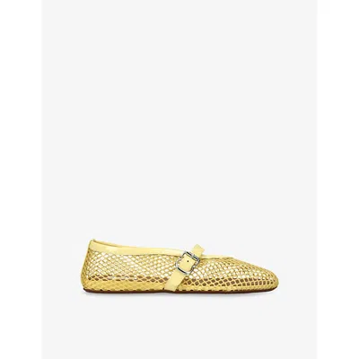 Alaïa Womens Yellow Ballerina Mesh And Patent-leather Ballet Flats Eur 40 / 7 Uk