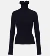 Alaïa Wool And Silk-blend Turtleneck Sweater In Blue