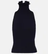 Alaïa Wool And Silk-blend Turtleneck Top In Blue