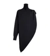 Alaïa Asymmetric Caped Turtleneck Sweater In Black