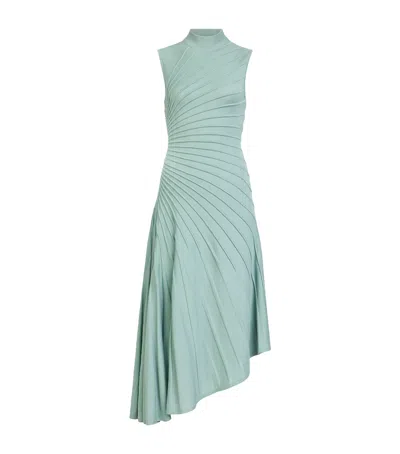 Alaïa Wool Asymmetric Maxi Dress In Blue