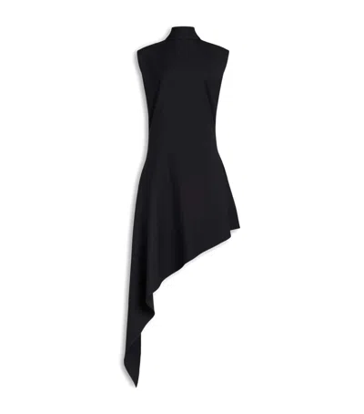 Alaïa Wool Asymmetric Mini Dress In Black