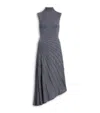 Alaïa Wool Asymmetric Ray Midi Dress In Gray