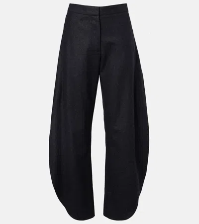 Alaïa Wool Barrel-leg Pants In Black