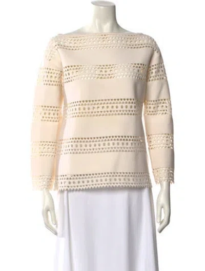 Pre-owned Alaïa Wool Bateau Neckline Blouse In Neutral