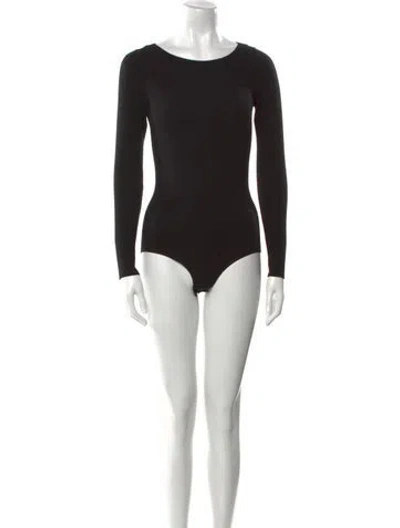 Pre-owned Alaïa Wool Bateau Neckline Bodysuit In Black