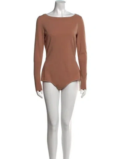 Pre-owned Alaïa Wool Bateau Neckline Bodysuit In Neutral