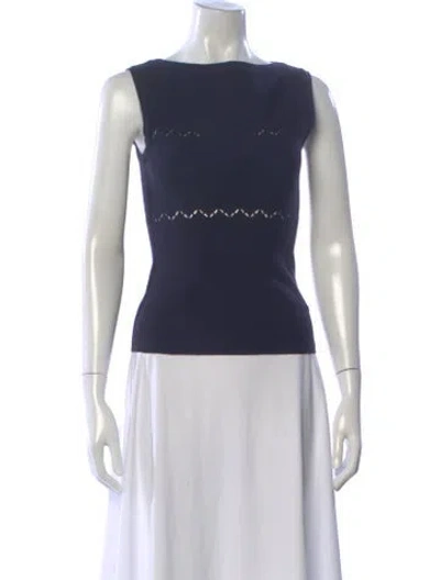 Pre-owned Alaïa Wool Bateau Neckline Top In Blue
