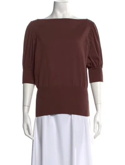Pre-owned Alaïa Wool Bateau Neckline Top In Brown