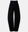 Alaïa High-rise Round Wide-leg Crepe Pants In Black