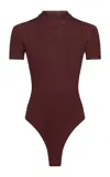 Alaïa Wool-blend Knit Bodysuit In Burgundy