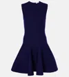 Alaïa Rib Wool Blend Skater Minidress In Blau