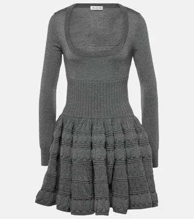 Alaïa Wool-blend Minidress In Grey